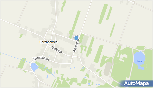 Chrzanowice gmina Gomunice, Reymonta Władysława, mapa Chrzanowice gmina Gomunice