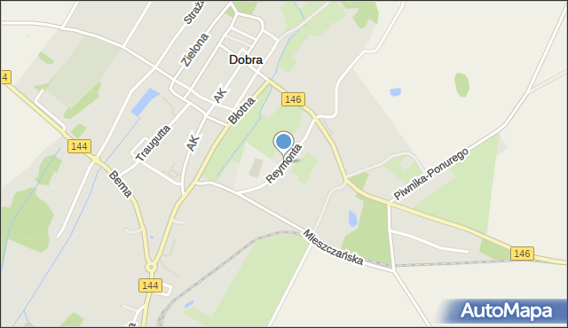 Dobra powiat łobeski, Reymonta Władysława, mapa Dobra powiat łobeski