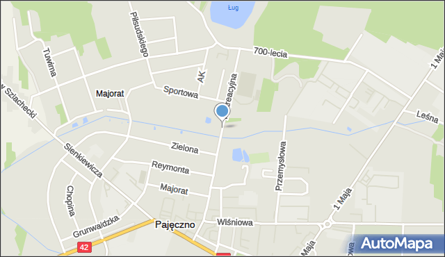 Głuszyna gmina Pajęczno, Rekreacyjna, mapa Głuszyna gmina Pajęczno