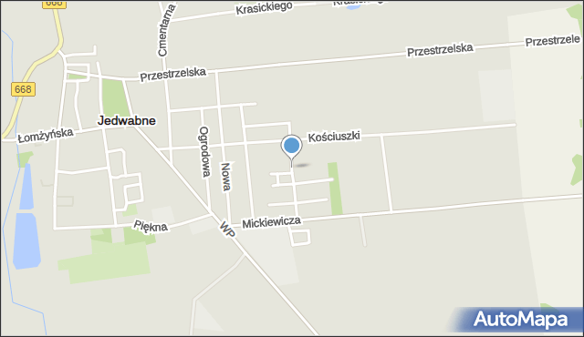 Jedwabne, Rembielińskiego Rajmunda, mapa Jedwabne