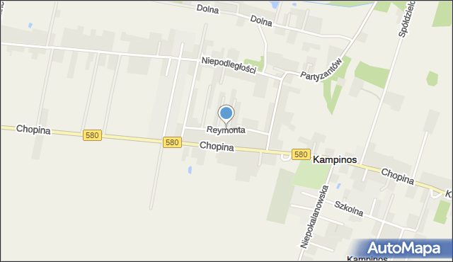 Kampinos, Reymonta Władysława, mapa Kampinos