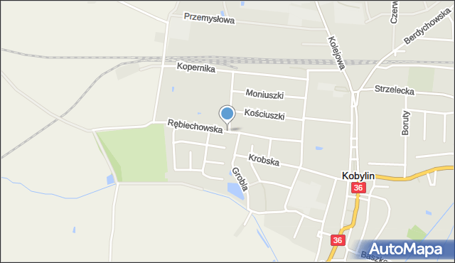 Kobylin powiat krotoszyński, Rębiechowska, mapa Kobylin powiat krotoszyński