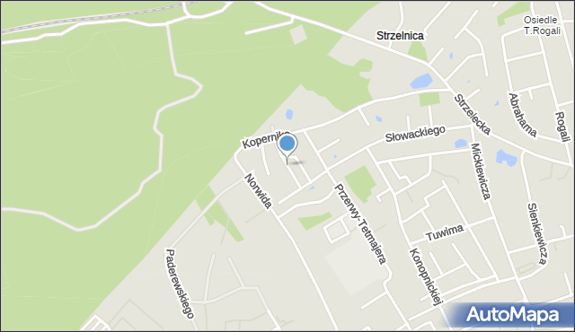 Kościerzyna, Reja Mikołaja, mapa Kościerzyna