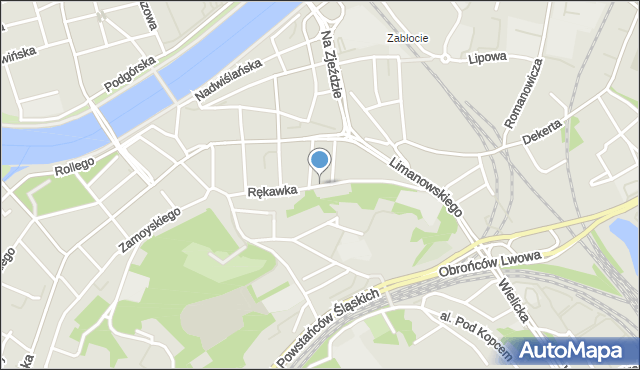 Kraków, Rękawka, mapa Krakowa