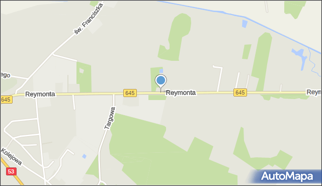 Myszyniec, Reymonta Władysława, mapa Myszyniec