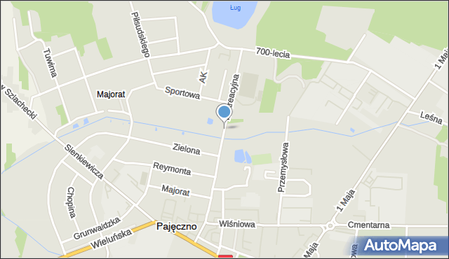 Pajęczno, Rekreacyjna, mapa Pajęczno