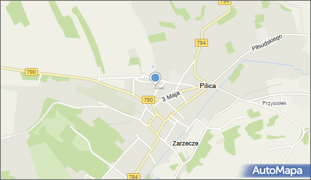 Pilica powiat zawierciański, Reformacka, mapa Pilica powiat zawierciański