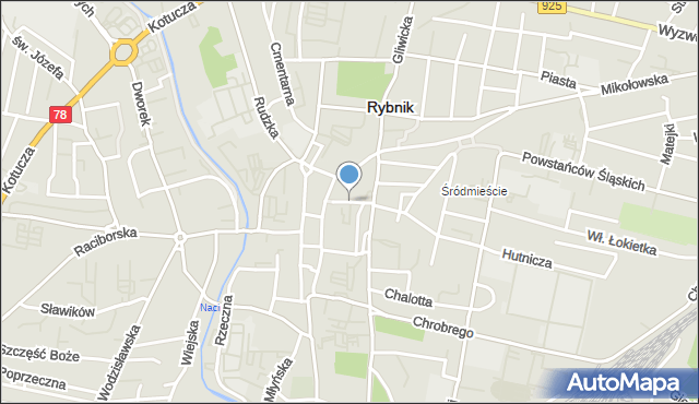 Rybnik, Reja Mikołaja, mapa Rybnika