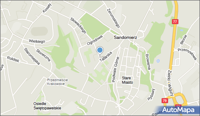 Sandomierz, Reformacka, mapa Sandomierza