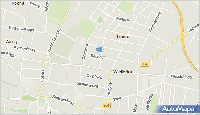 Wieliczka, Rejtana Tadeusza, mapa Wieliczka