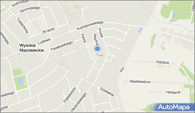 Wysokie Mazowieckie, Reymonta Władysława, mapa Wysokie Mazowieckie