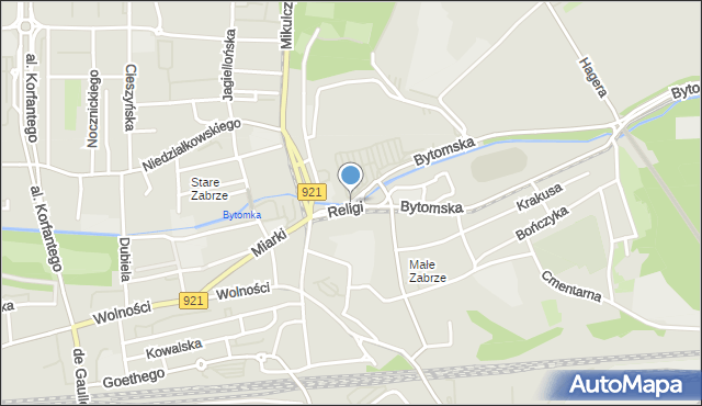 Zabrze, Religi Zbigniewa, prof., mapa Zabrza