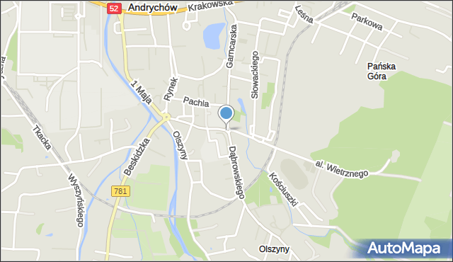 Andrychów, Rondo Józefa Sanaka, ks., mapa Andrychów