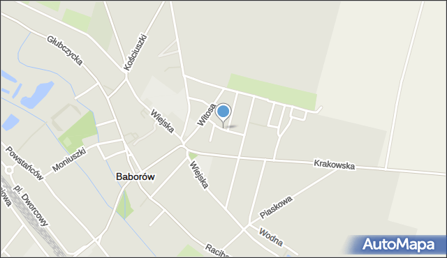 Baborów, Róży Wiatrów, mapa Baborów