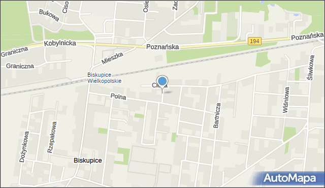 Biskupice gmina Pobiedziska, Różana, mapa Biskupice gmina Pobiedziska