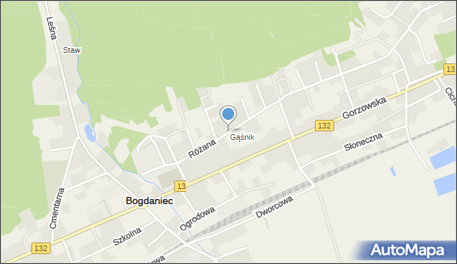 Bogdaniec powiat gorzowski, Różana, mapa Bogdaniec powiat gorzowski