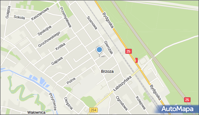 Brzoza gmina Nowa Wieś Wielka, Różana, mapa Brzoza gmina Nowa Wieś Wielka