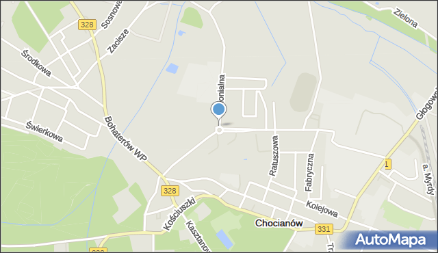 Chocianów, Rondo Chomickiego Włodzimierza, mapa Chocianów