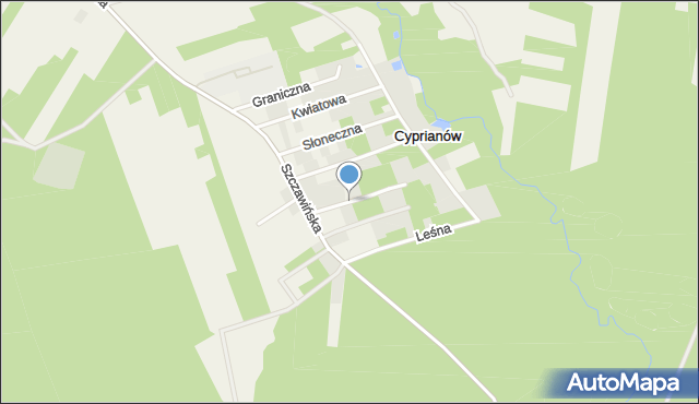 Cyprianów, Rozrywkowa, mapa Cyprianów