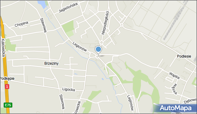 Czechowice-Dziedzice, Rondo Żołnierzy Armii Krajowej i Narodowych Sił Zbrojnych, mapa Czechowic-Dziedzic