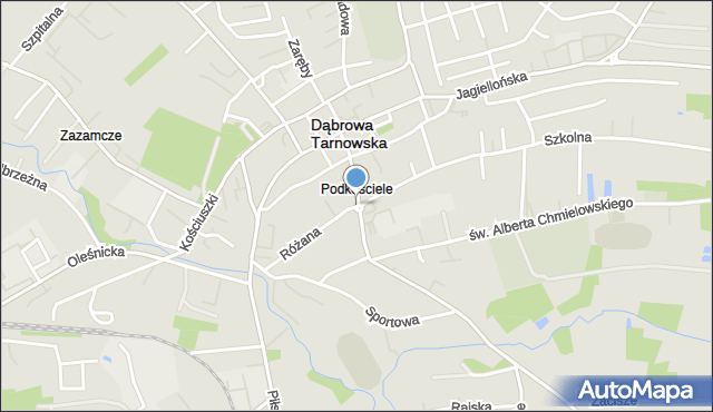 Dąbrowa Tarnowska, Rondo Jakubiaka, ks. prał., mapa Dąbrowa Tarnowska