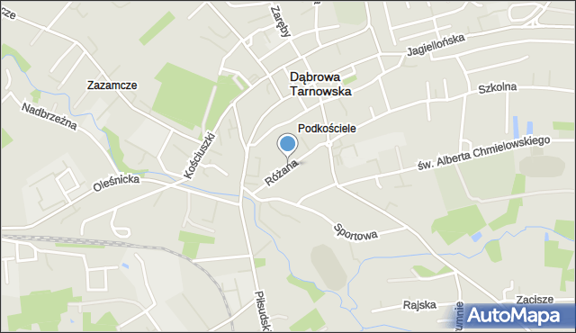 Dąbrowa Tarnowska, Różana, mapa Dąbrowa Tarnowska