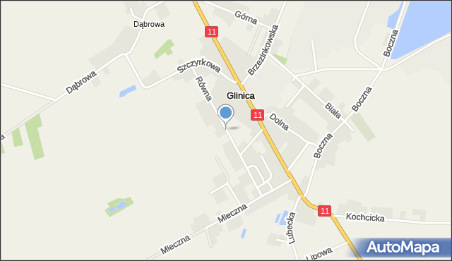 Glinica gmina Ciasna, Równa, mapa Glinica gmina Ciasna