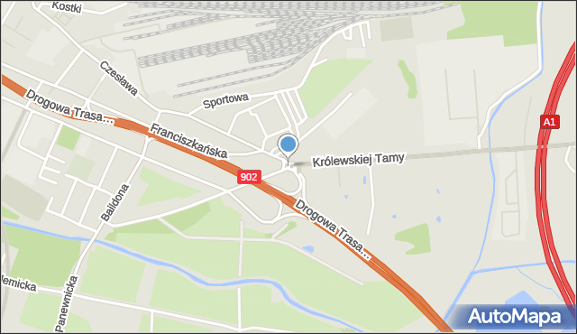 Gliwice, Rondo Królewskiej Tamy, mapa Gliwic