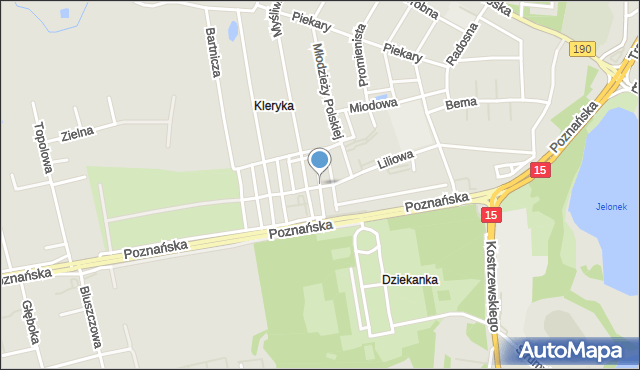 Gniezno, Różana, mapa Gniezna