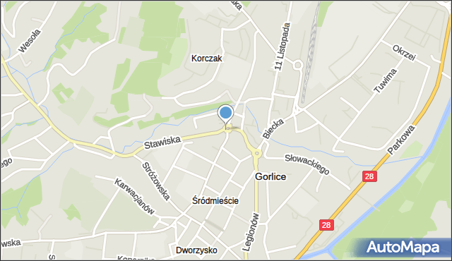 Gorlice, Rondo Bitwy Gorlickiej, mapa Gorlic