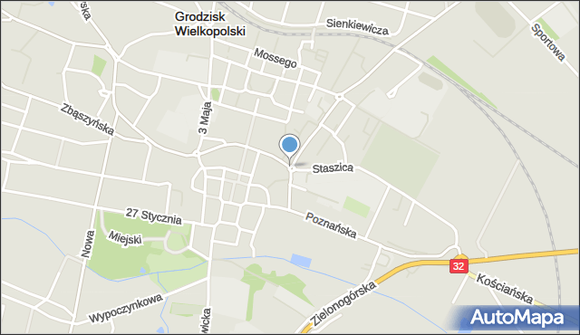 Grodzisk Wielkopolski, Rondo św. Jana Pawła II, mapa Grodzisk Wielkopolski