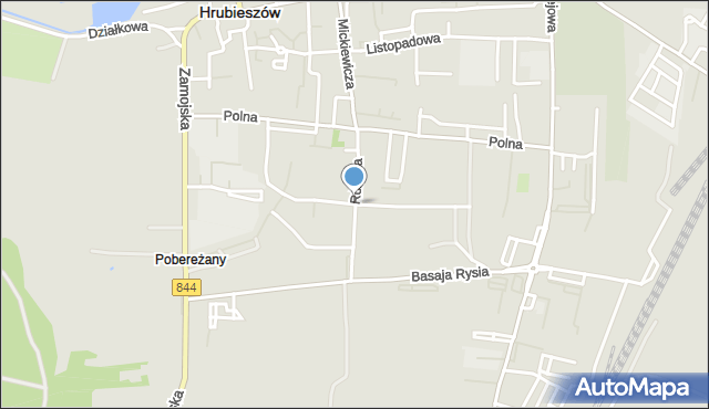 Hrubieszów, Różana, mapa Hrubieszów