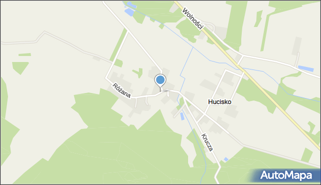 Hucisko gmina Boronów, Różana, mapa Hucisko gmina Boronów
