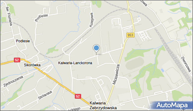 Kalwaria Zebrzydowska, Rólki, mapa Kalwaria Zebrzydowska