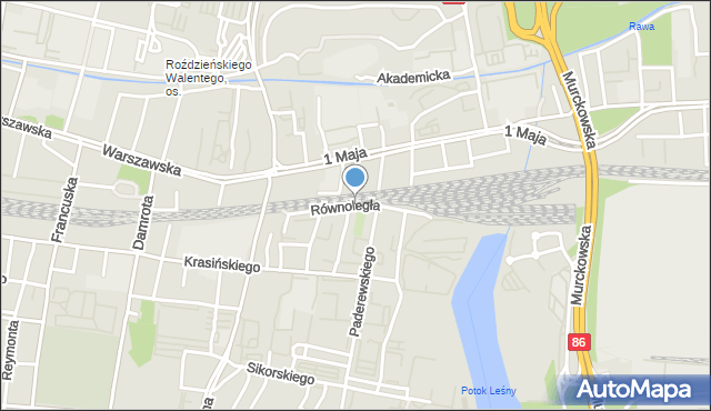 Katowice, Równoległa, mapa Katowic