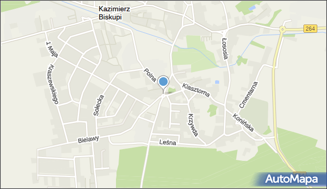 Kazimierz Biskupi, Rondo Rabija Andrzeja, ks., mapa Kazimierz Biskupi