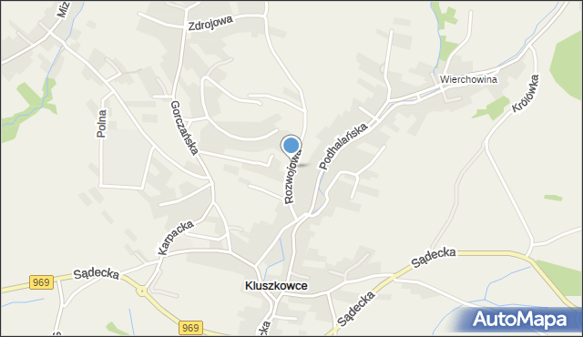 Kluszkowce, Rozwojowa, mapa Kluszkowce