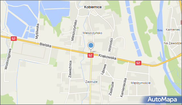 Kobiernice, Rondo św. Floriana, mapa Kobiernice