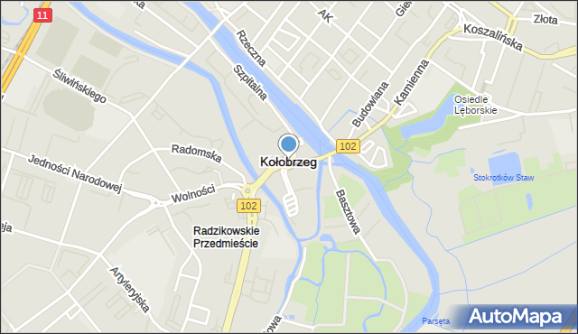 Kołobrzeg, Rondo Jeża Ignacego, kard., mapa Kołobrzegu