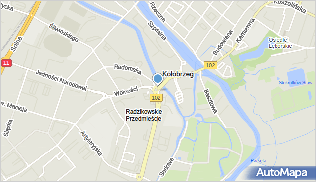 Kołobrzeg, Rondo Pileckiego Witolda, rtm., mapa Kołobrzegu