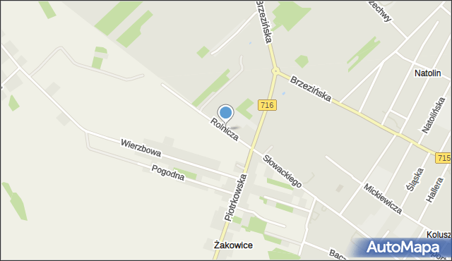 Koluszki, Rolnicza, mapa Koluszki