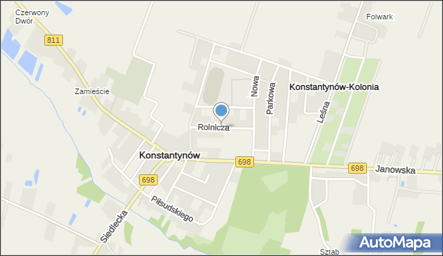 Konstantynów powiat bialski, Rolnicza, mapa Konstantynów powiat bialski