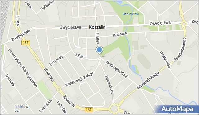 Koszalin, Rondo Żyły Lecha, mapa Koszalina