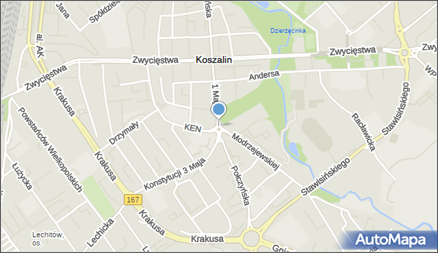 Koszalin, Rondo Żyły Lecha, mapa Koszalina