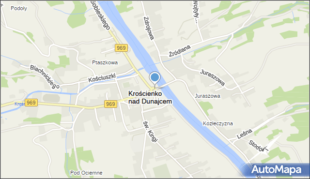 Krościenko nad Dunajcem, Rondo Kaczyńskich Lecha i Marii, mapa Krościenko nad Dunajcem