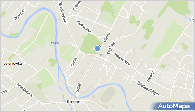 Krosno, Rondo Zawodzie, mapa Krosna