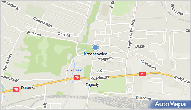 Krzeszowice, Rondo św. Jana Pawła II, mapa Krzeszowice