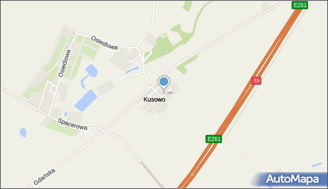 Kusowo gmina Dobrcz, Różana, mapa Kusowo gmina Dobrcz