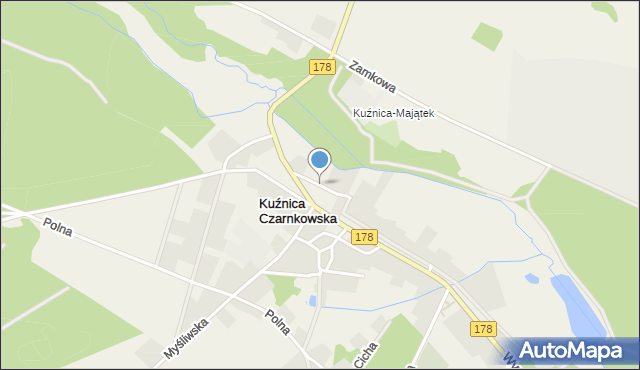 Kuźnica Czarnkowska, Różana, mapa Kuźnica Czarnkowska