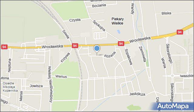 Legnica, Różana, mapa Legnicy